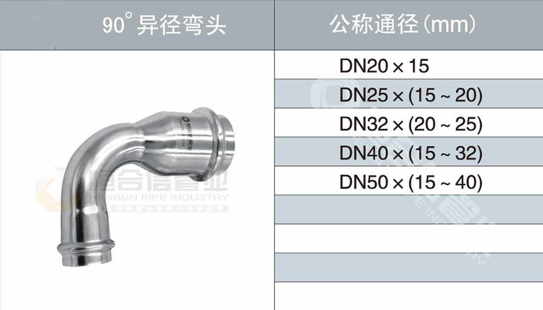 90°異徑（jìng）彎頭參數1