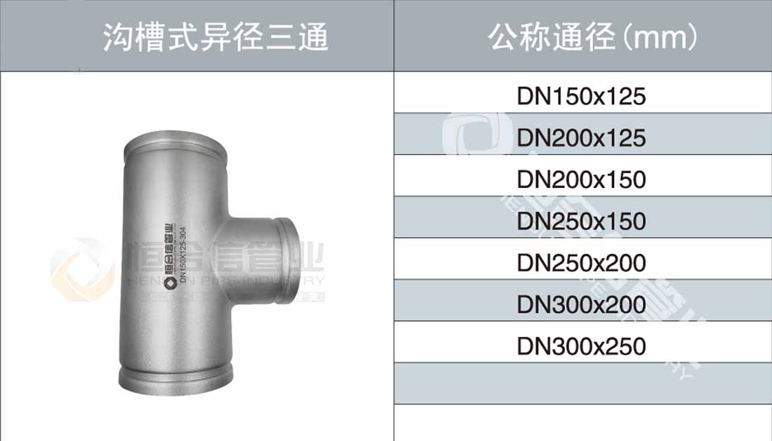 溝槽式異徑（jìng）三通參數